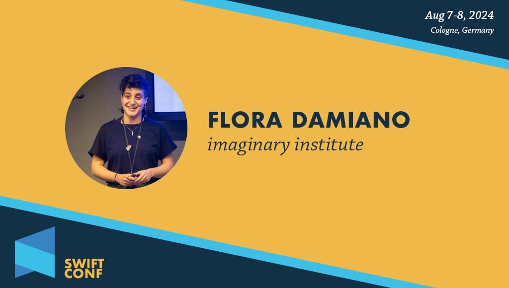 Photo and name of Flora Damiano on the SwiftConf marketing material